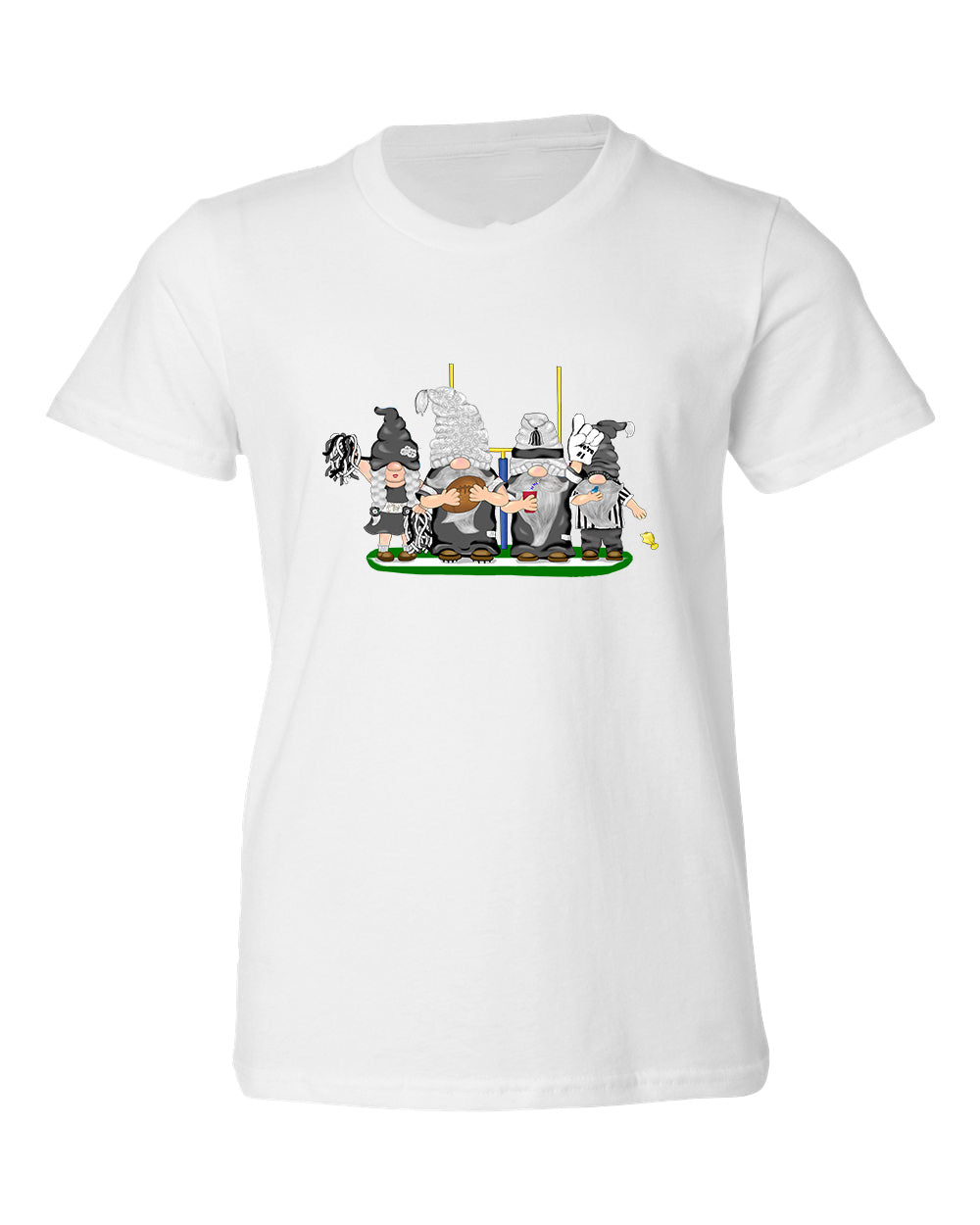 Black & Silver Football Gnomes  (similar to Las Vegas) on Kids T-shirt