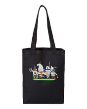 Load image into Gallery viewer, Black &amp; Silver Football Gnomes  (similar to Las Vegas) on Gusset Tote

