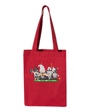 Load image into Gallery viewer, Black &amp; Silver Football Gnomes  (similar to Las Vegas) on Gusset Tote
