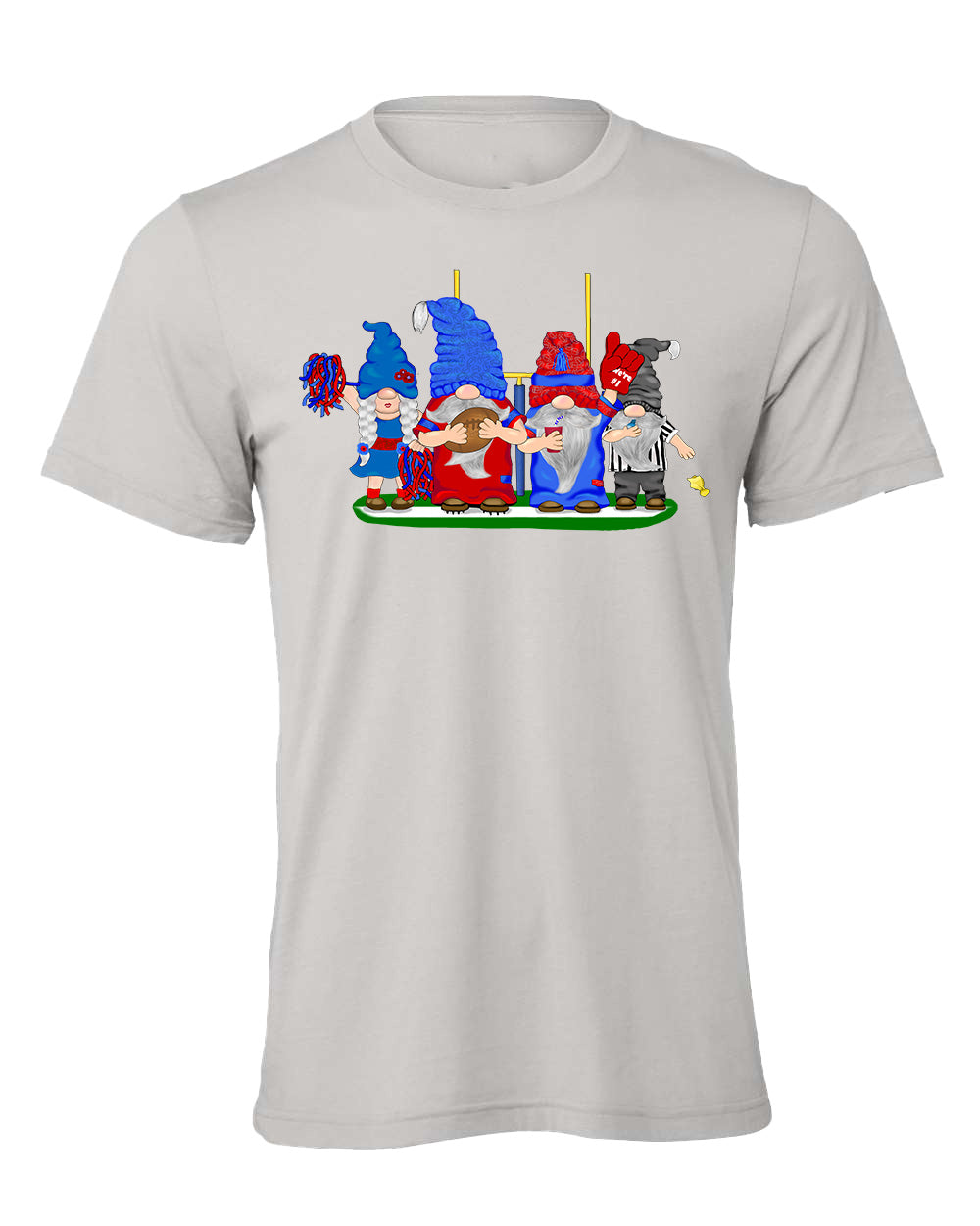 Red & Blue Football Gnomes on Men's T-shirt (similar to Buffalo)