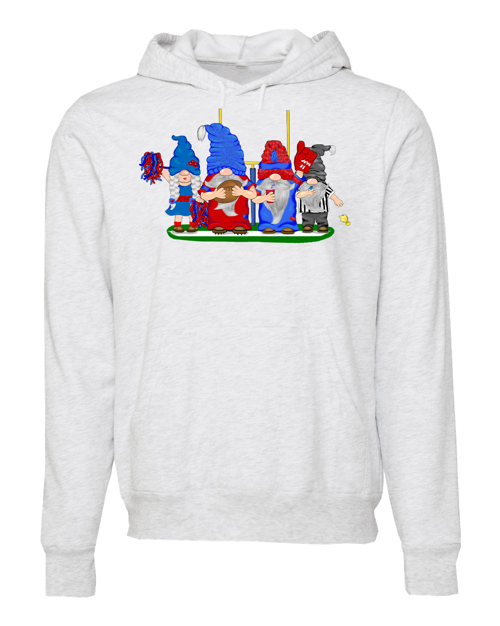 Red & Blue Football Gnomes (similar to Buffalo) on Unisex Hoodie