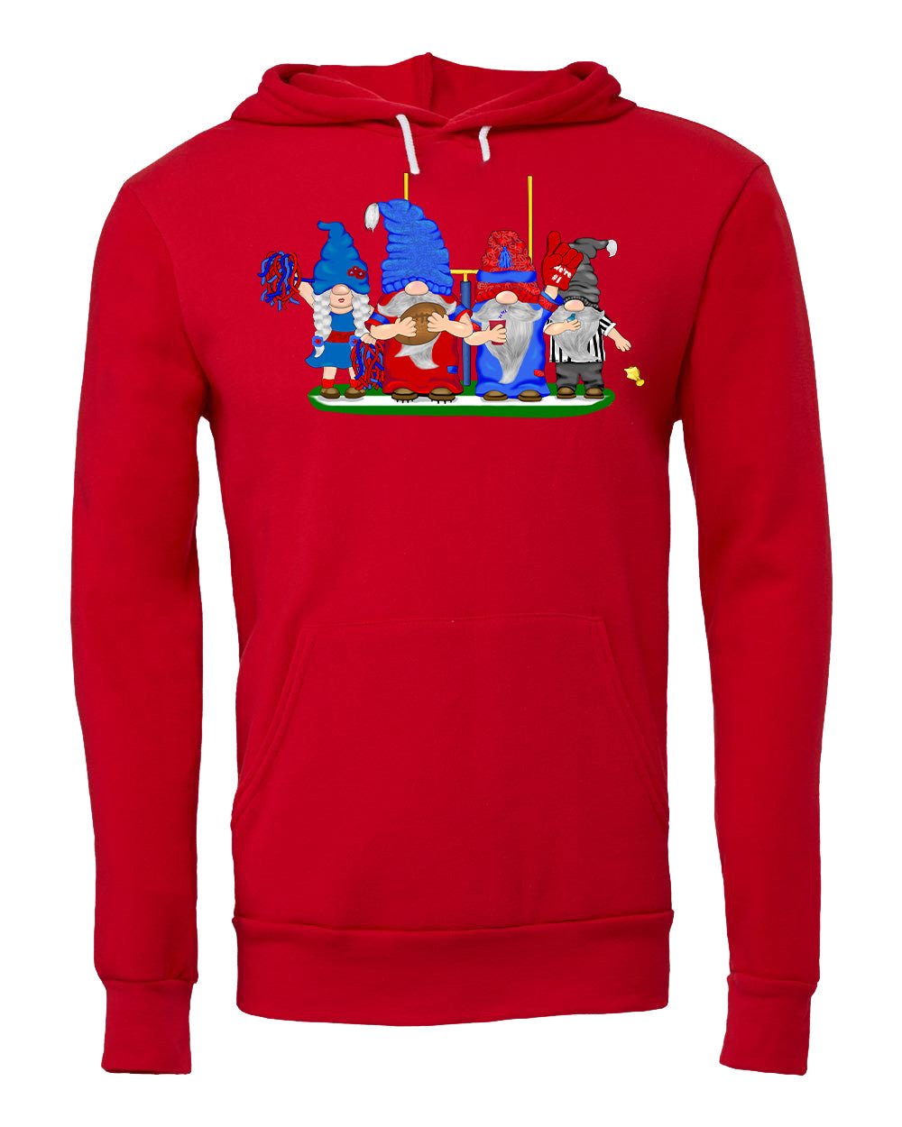 Red & Blue Football Gnomes (similar to Buffalo) on Unisex Hoodie