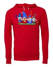 Load image into Gallery viewer, Red &amp; Blue Football Gnomes (similar to Buffalo) on Unisex Hoodie
