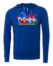 Load image into Gallery viewer, Red &amp; Blue Football Gnomes (similar to Buffalo) on Unisex Hoodie
