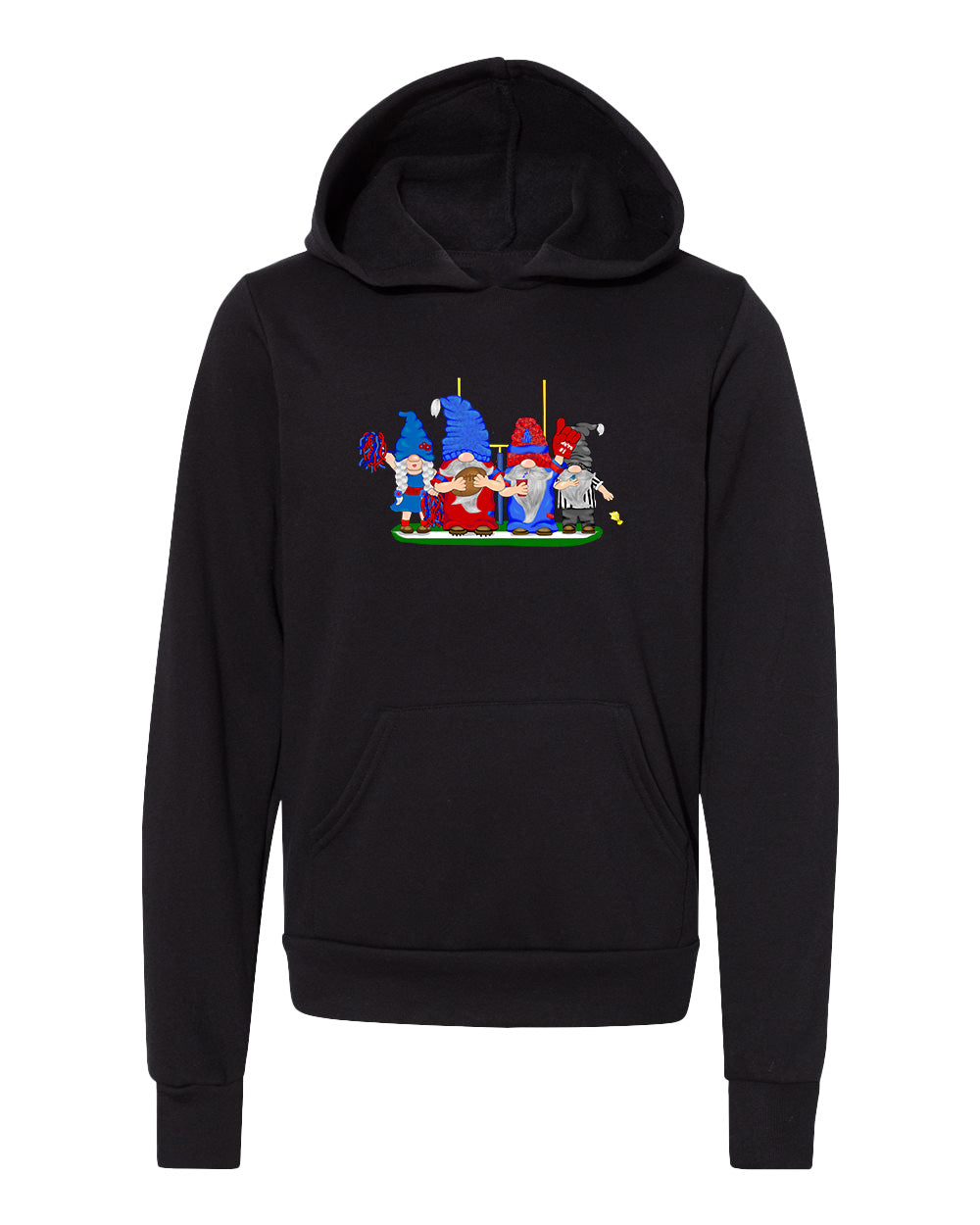Red & Blue Football Gnomes  (similar to Buffalo) on Kids Hoodie