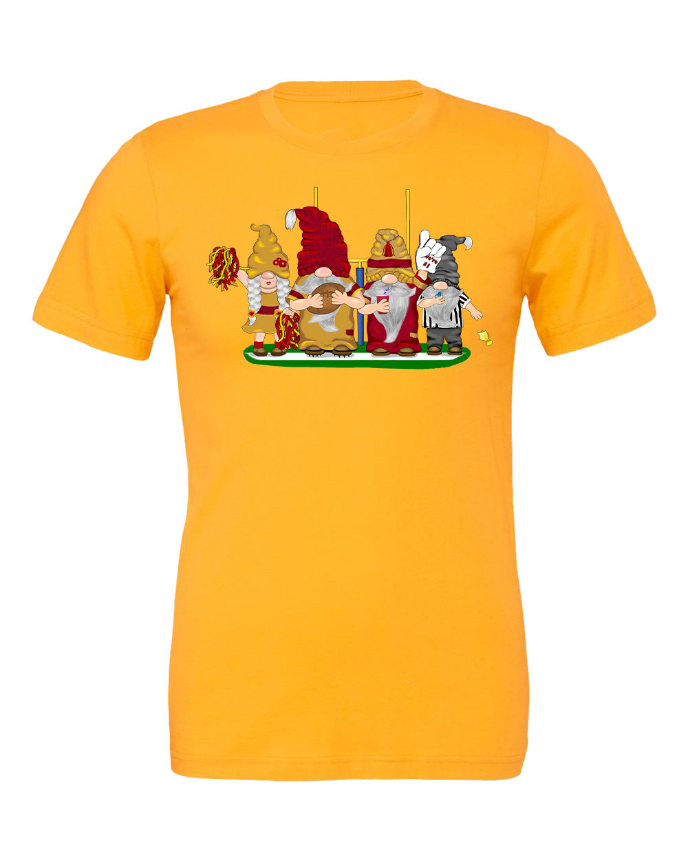 Burgundy & Gold Football Gnomes on Men's T-shirt (similar to DC)