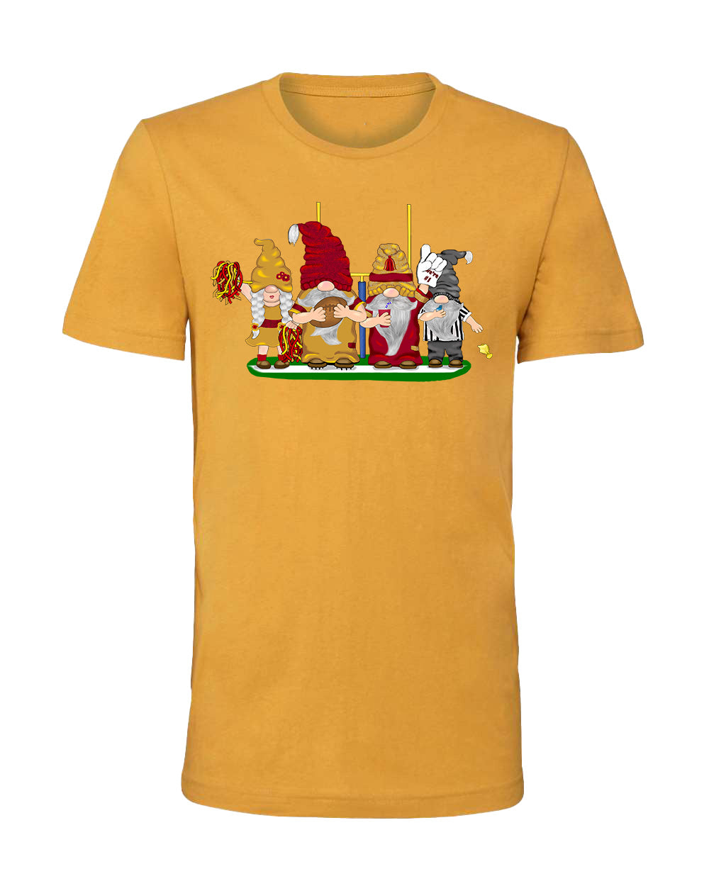 Burgundy & Gold Football Gnomes on Men's T-shirt (similar to DC)