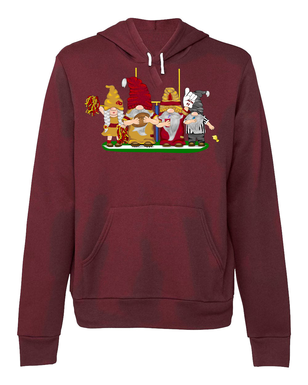 Burgundy & Gold Football Gnomes (similar to DC) on Unisex Hoodie
