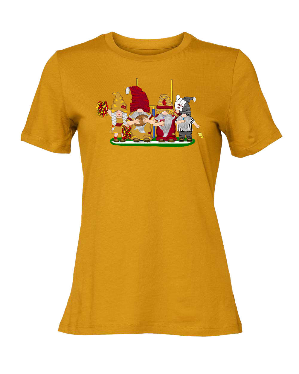 Burgundy & Gold Football Gnomes on Women's T-shirt (similar to DC)