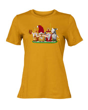 Load image into Gallery viewer, Burgundy &amp; Gold Football Gnomes on Women&#39;s T-shirt (similar to DC)
