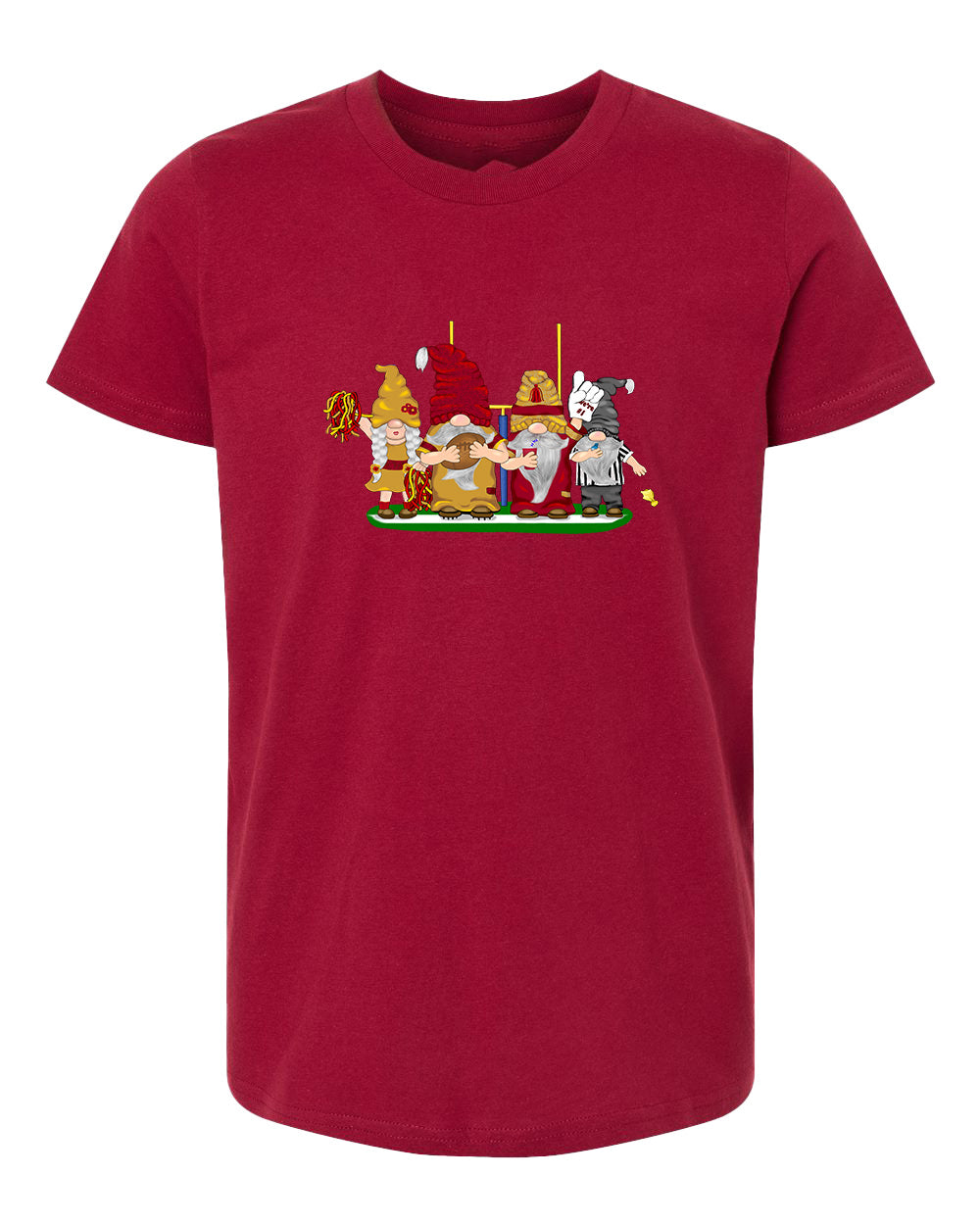 Burgundy & Gold Football Gnomes  (similar to DC) on Kids T-shirt