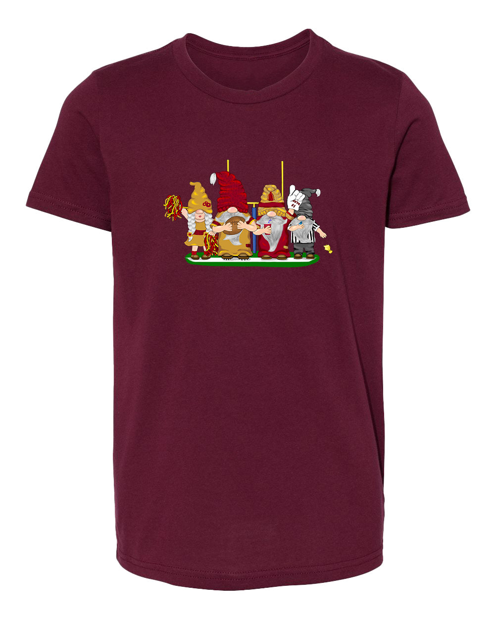 Burgundy & Gold Football Gnomes  (similar to DC) on Kids T-shirt