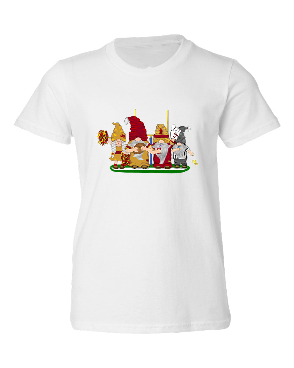 Burgundy & Gold Football Gnomes  (similar to DC) on Kids T-shirt