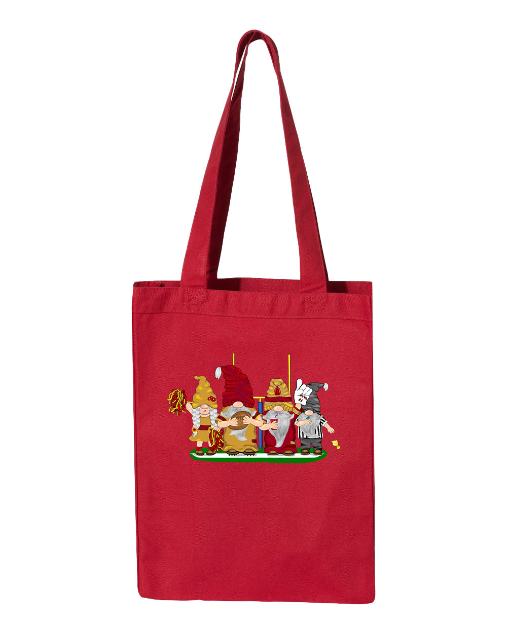 Burgundy & Gold Football Gnomes  (similar to DC) on Gusset Tote