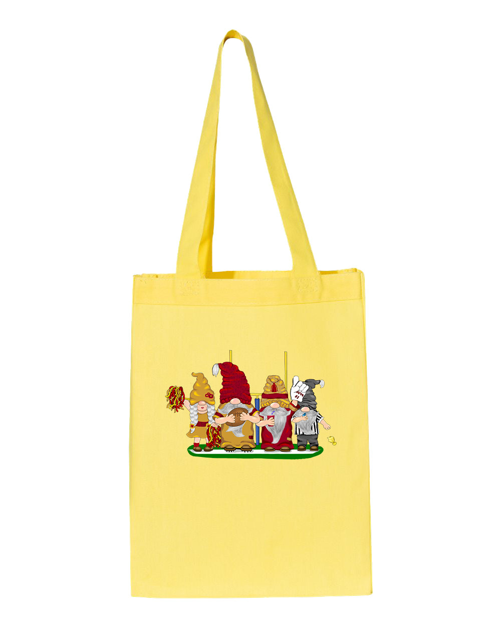 Burgundy & Gold Football Gnomes  (similar to DC) on Gusset Tote