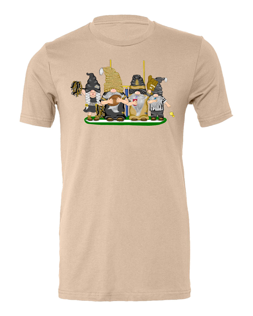 Gold & Black Football Gnomes (similar to New Orleans) on Men's T-shirt