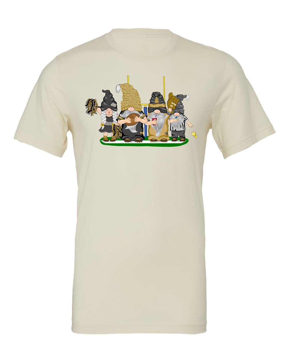 Gold & Black Football Gnomes (similar to New Orleans) on Men's T-shirt