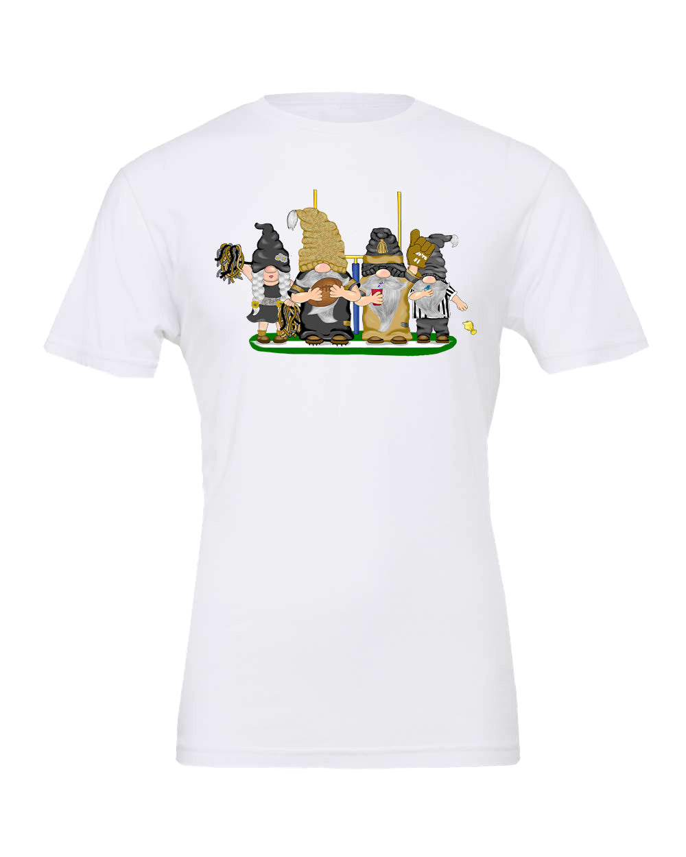 Gold & Black Football Gnomes (similar to New Orleans) on Men's T-shirt