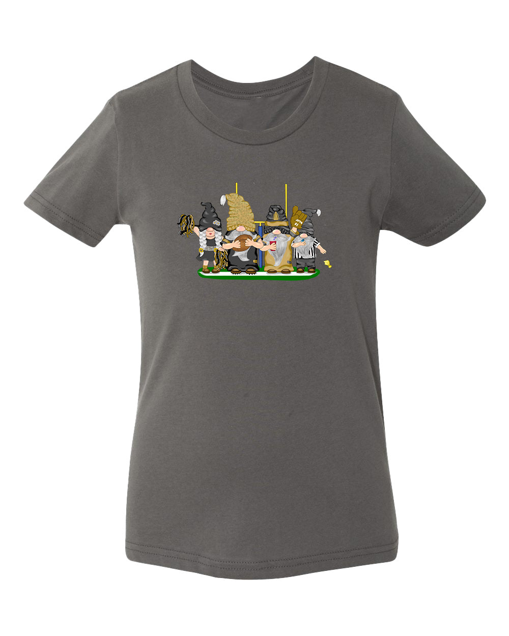 Gold & Black Football Gnomes  (similar to New Orleans) on Kids T-shirt