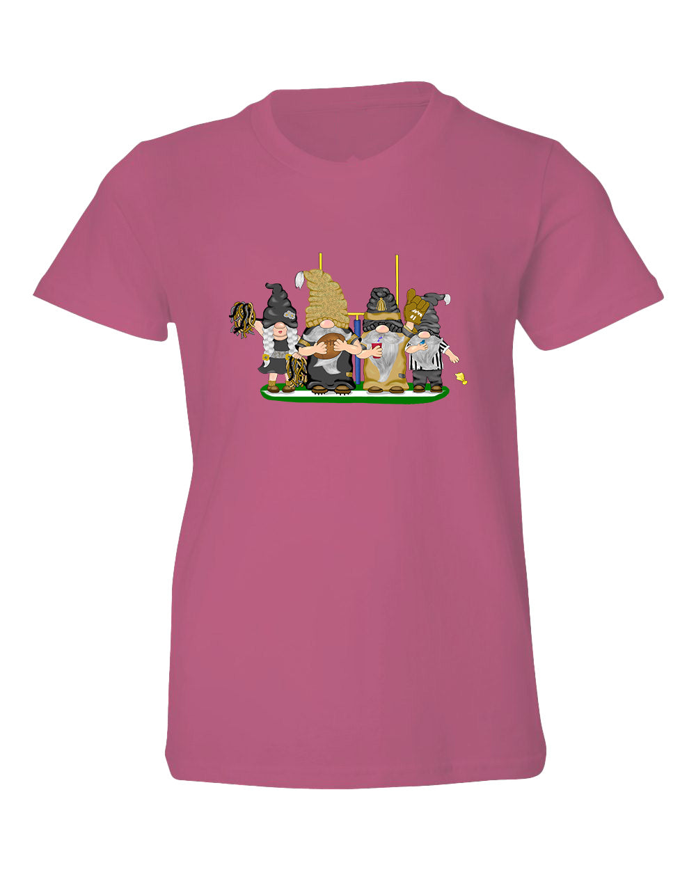 Gold & Black Football Gnomes  (similar to New Orleans) on Kids T-shirt