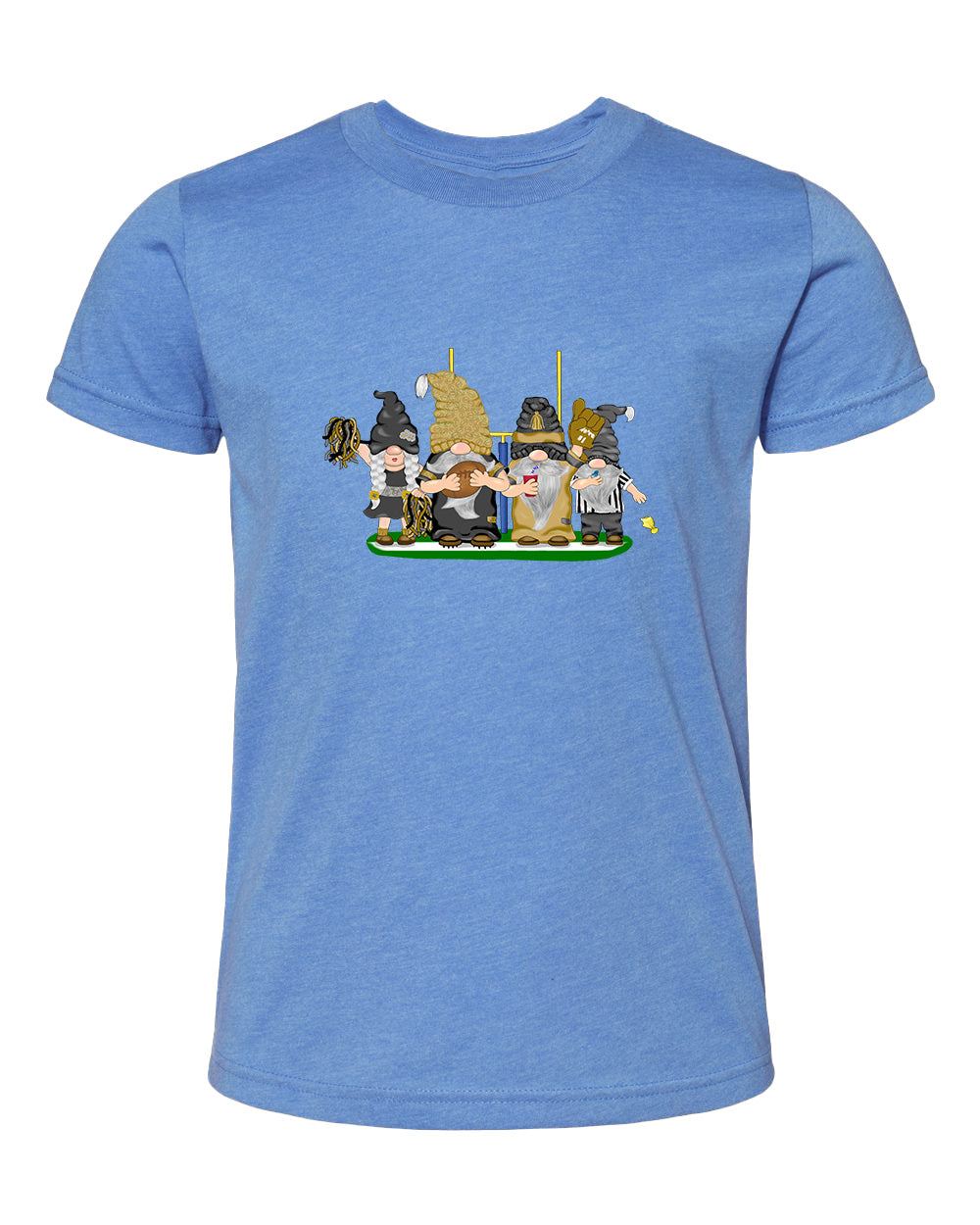 Gold & Black Football Gnomes  (similar to New Orleans) on Kids T-shirt