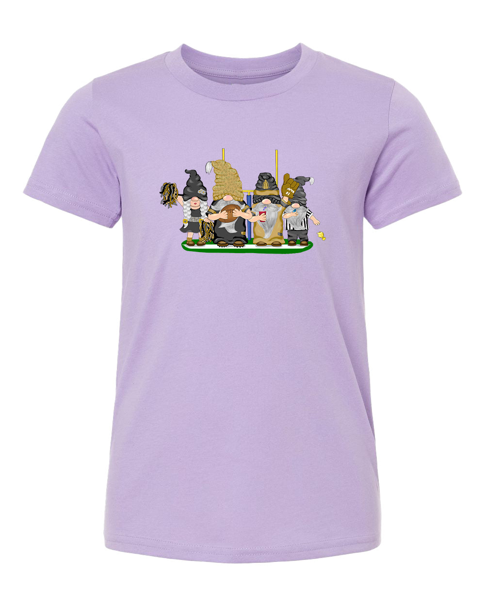 Gold & Black Football Gnomes  (similar to New Orleans) on Kids T-shirt