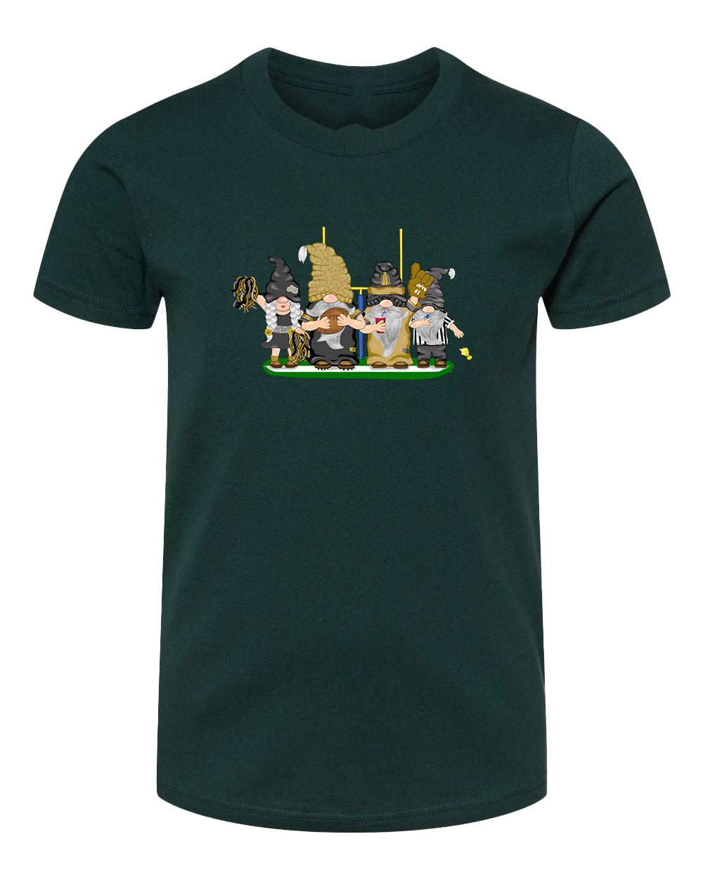 Gold & Black Football Gnomes  (similar to New Orleans) on Kids T-shirt