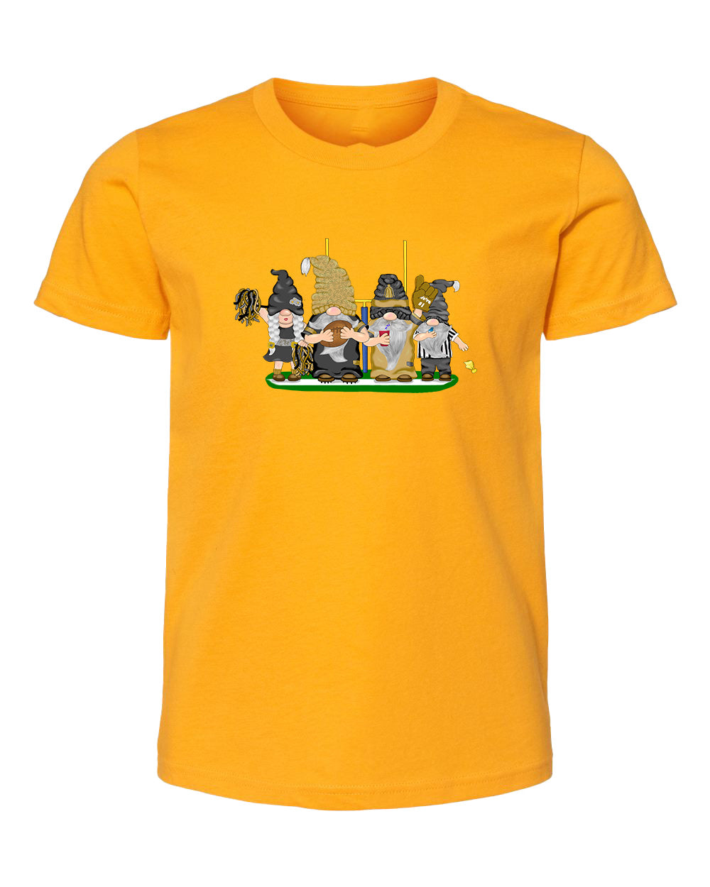 Gold & Black Football Gnomes  (similar to New Orleans) on Kids T-shirt