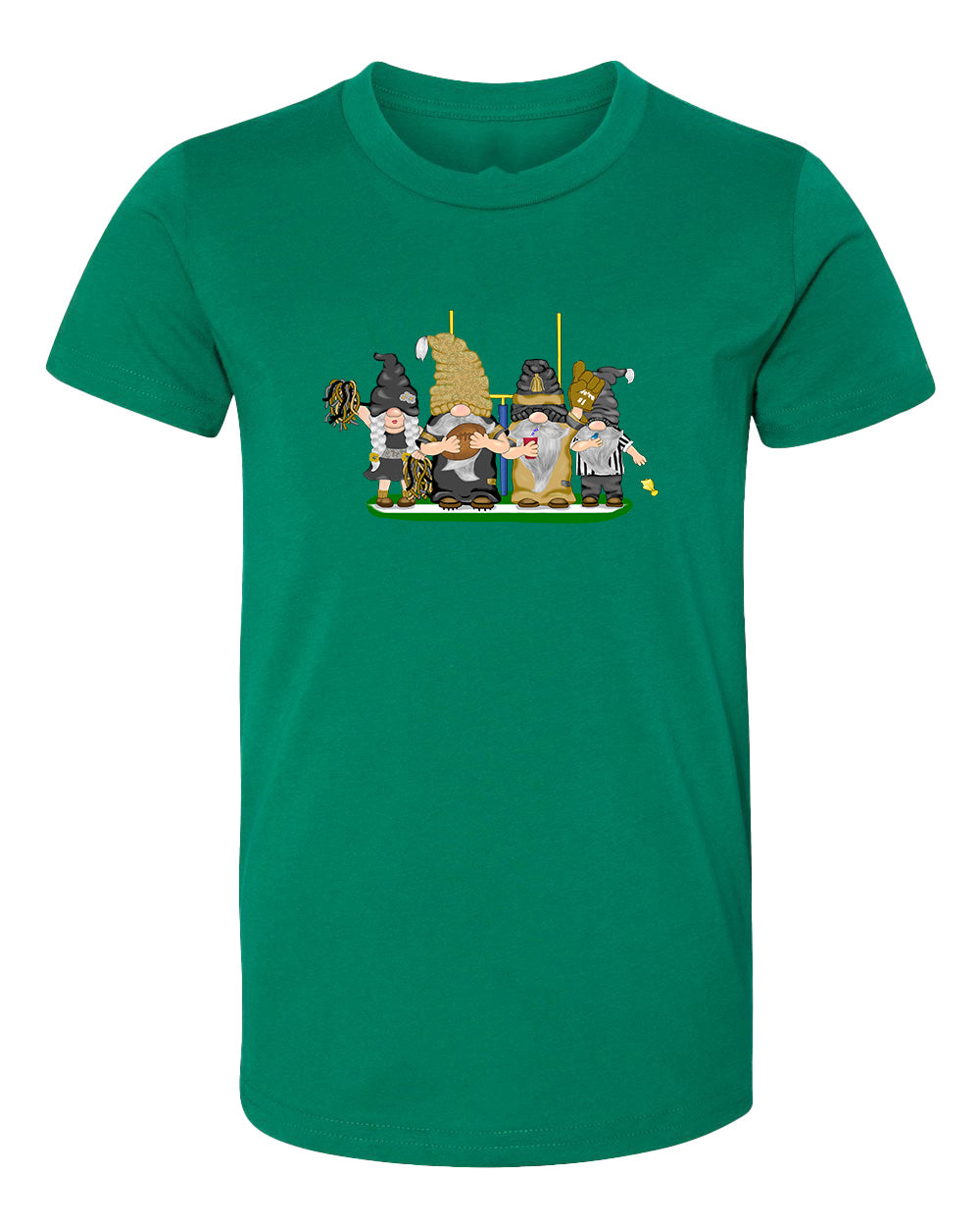 Gold & Black Football Gnomes  (similar to New Orleans) on Kids T-shirt