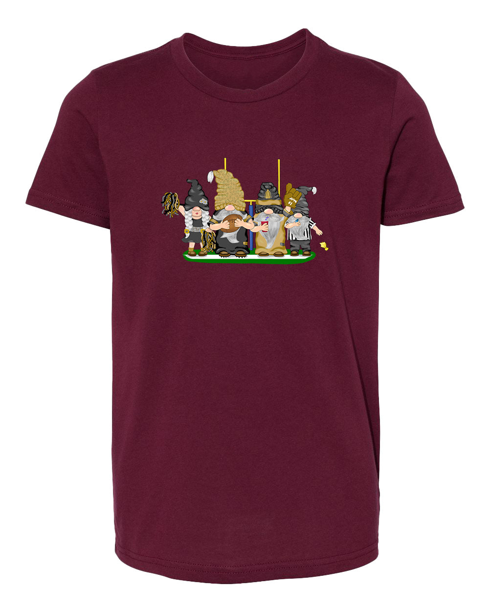 Gold & Black Football Gnomes  (similar to New Orleans) on Kids T-shirt