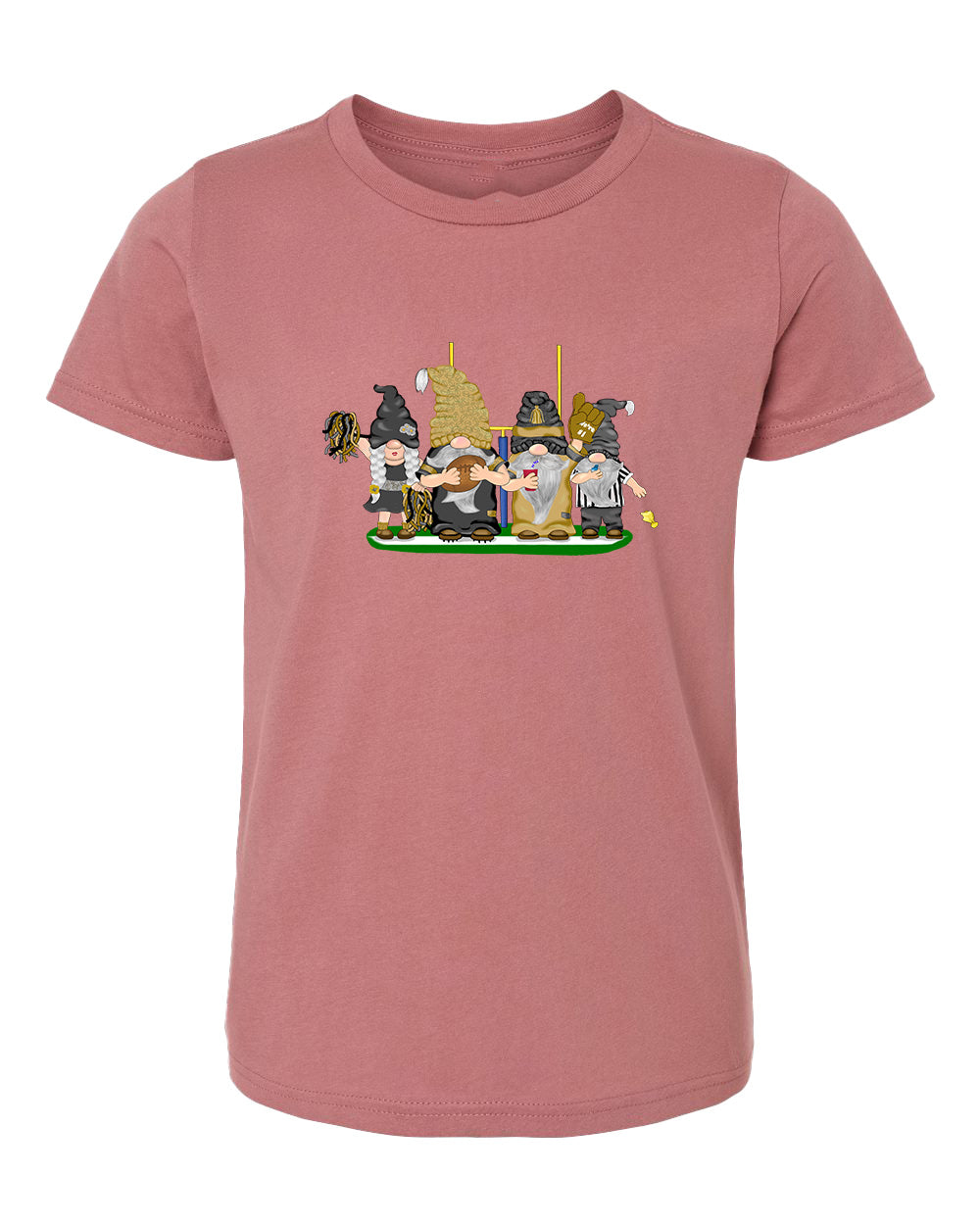 Gold & Black Football Gnomes  (similar to New Orleans) on Kids T-shirt