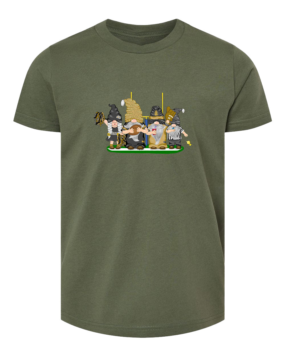 Gold & Black Football Gnomes  (similar to New Orleans) on Kids T-shirt