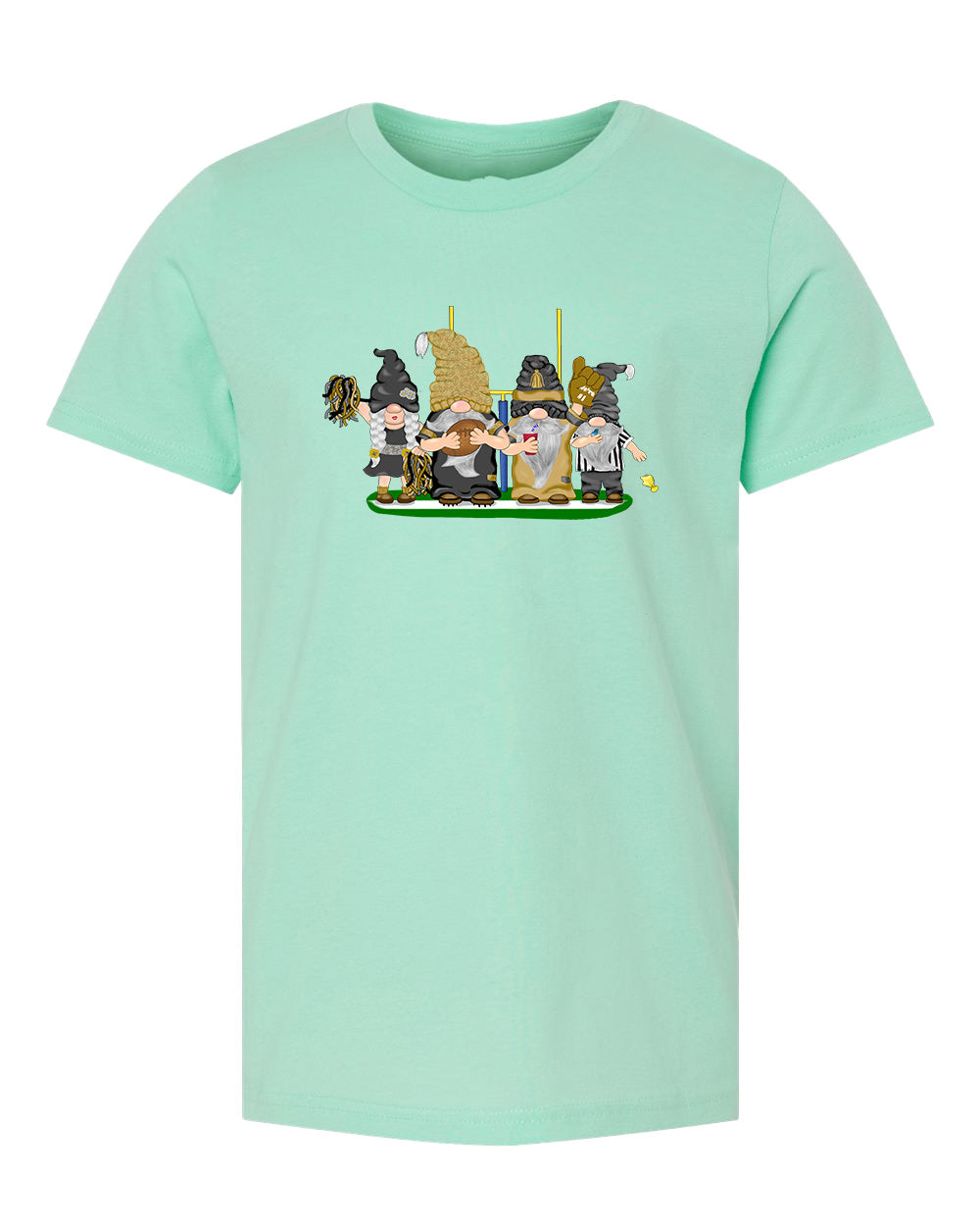 Gold & Black Football Gnomes  (similar to New Orleans) on Kids T-shirt