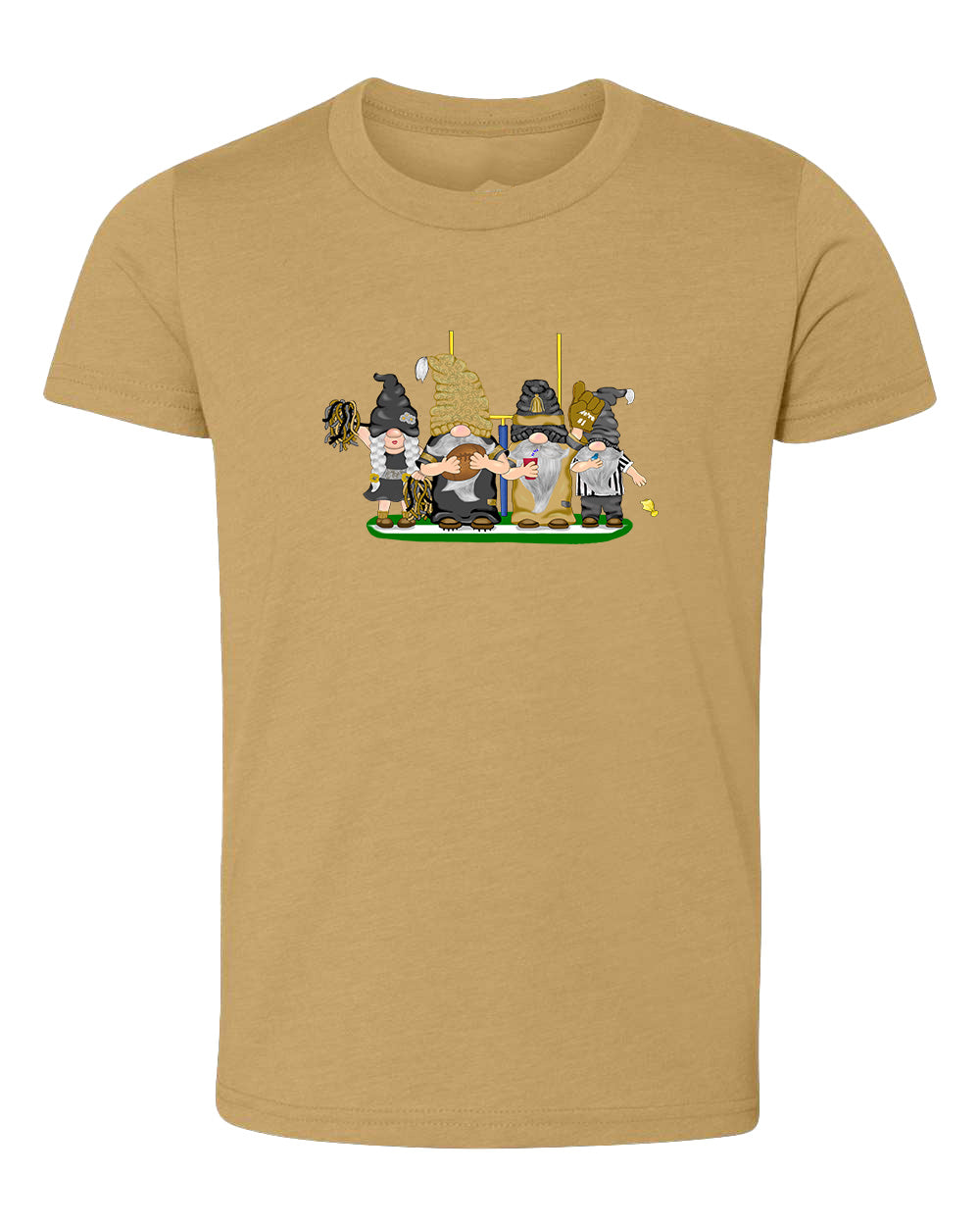 Gold & Black Football Gnomes  (similar to New Orleans) on Kids T-shirt