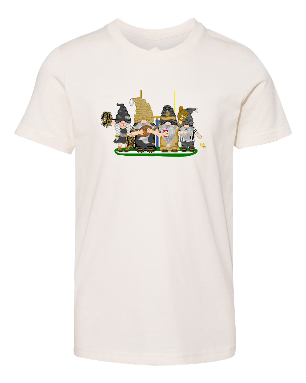 Gold & Black Football Gnomes  (similar to New Orleans) on Kids T-shirt