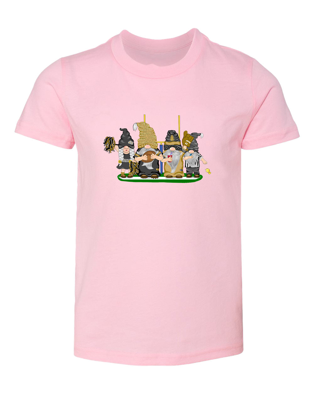 Gold & Black Football Gnomes  (similar to New Orleans) on Kids T-shirt