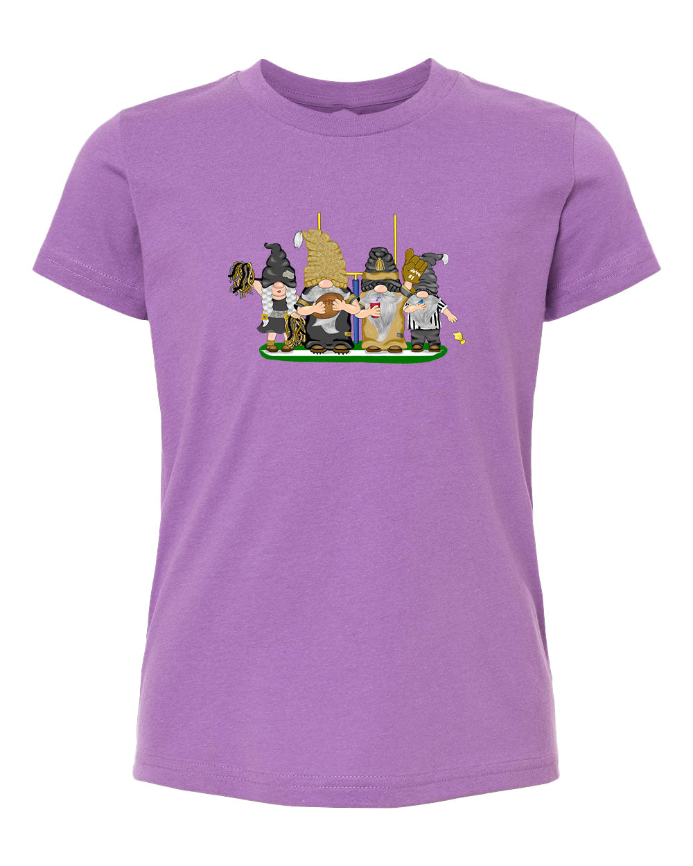 Gold & Black Football Gnomes  (similar to New Orleans) on Kids T-shirt