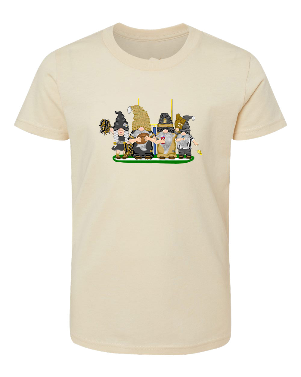 Gold & Black Football Gnomes  (similar to New Orleans) on Kids T-shirt