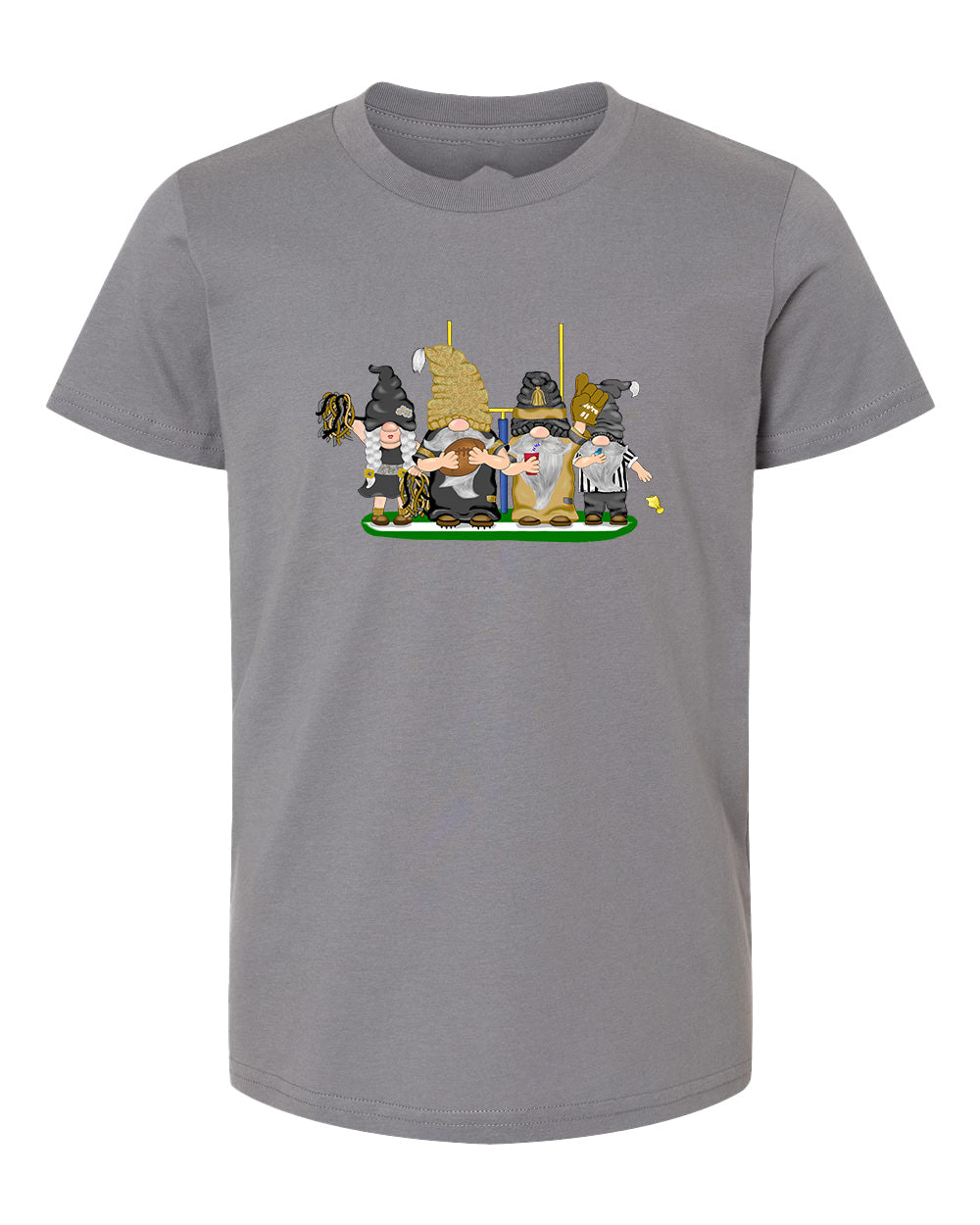 Gold & Black Football Gnomes  (similar to New Orleans) on Kids T-shirt