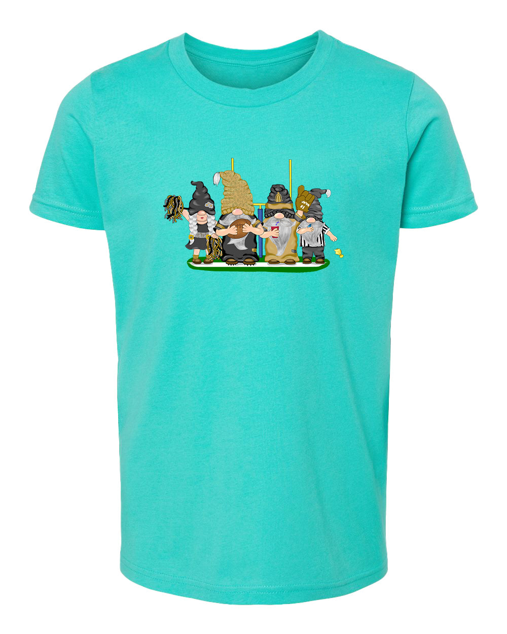 Gold & Black Football Gnomes  (similar to New Orleans) on Kids T-shirt