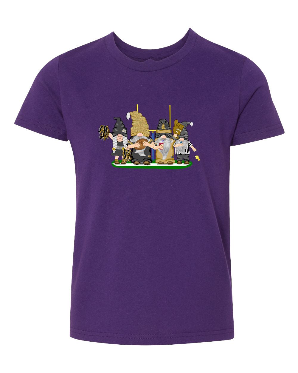 Gold & Black Football Gnomes  (similar to New Orleans) on Kids T-shirt