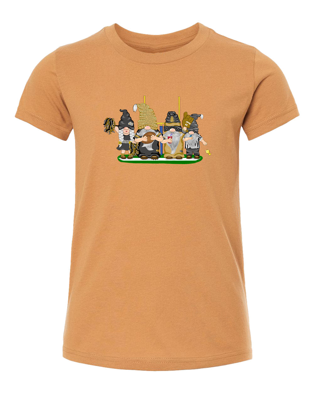 Gold & Black Football Gnomes  (similar to New Orleans) on Kids T-shirt