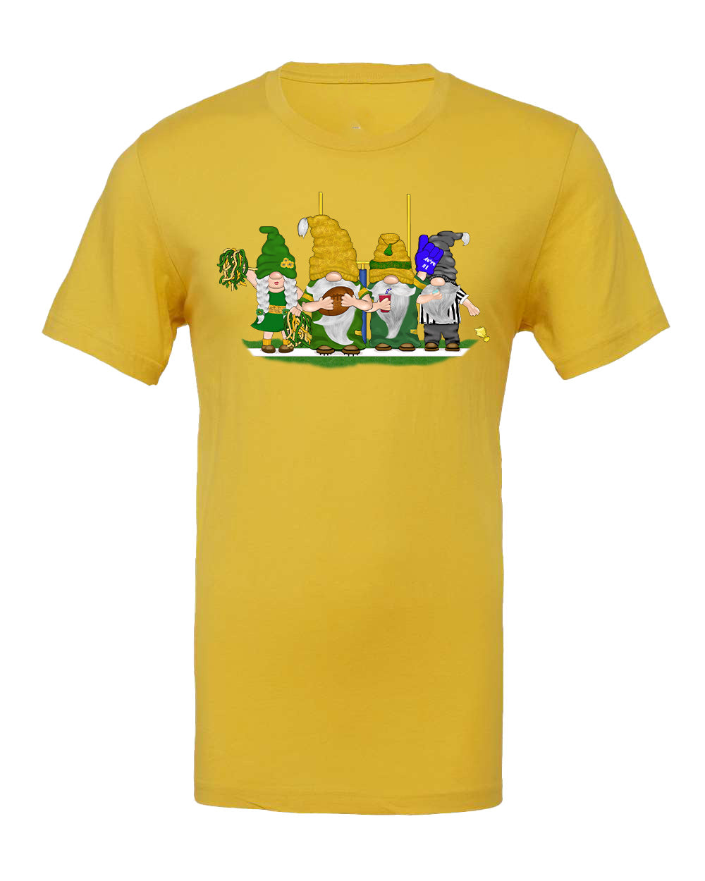 Green & Gold Football Gnomes on Men's T-shirt (similar to Green Bay)