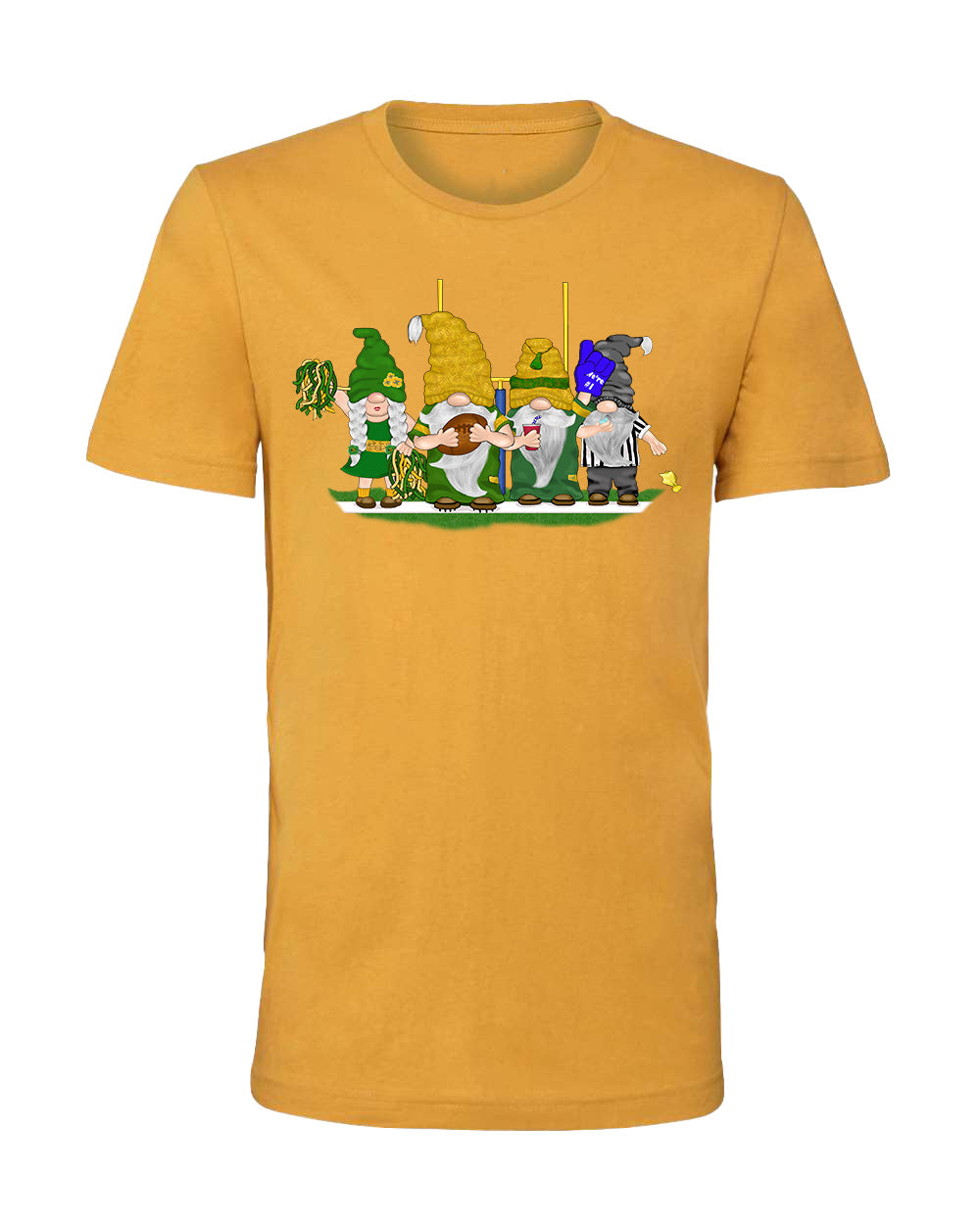 Green & Gold Football Gnomes on Men's T-shirt (similar to Green Bay)