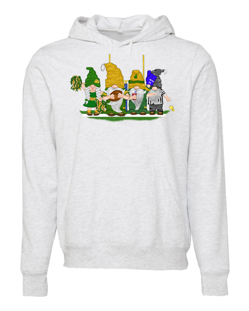 Green & Gold Football Gnomes  (similar to Green Bay) on Unisex Hoodie