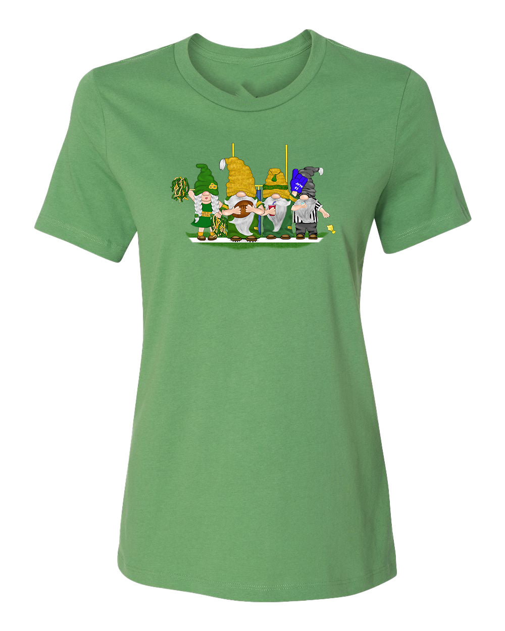 Green & Gold Football Gnomes on Women's T-shirt (similar to Green Bay)