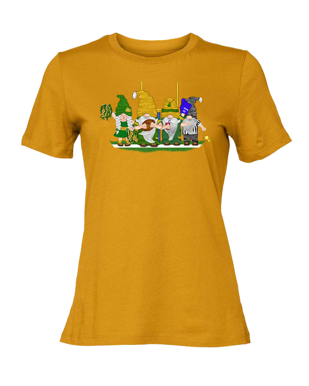 Green & Gold Football Gnomes on Women's T-shirt (similar to Green Bay)