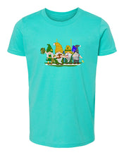 Load image into Gallery viewer, Green &amp; Gold Football Gnomes  (similar to Green Bay) on Kids T-shirt
