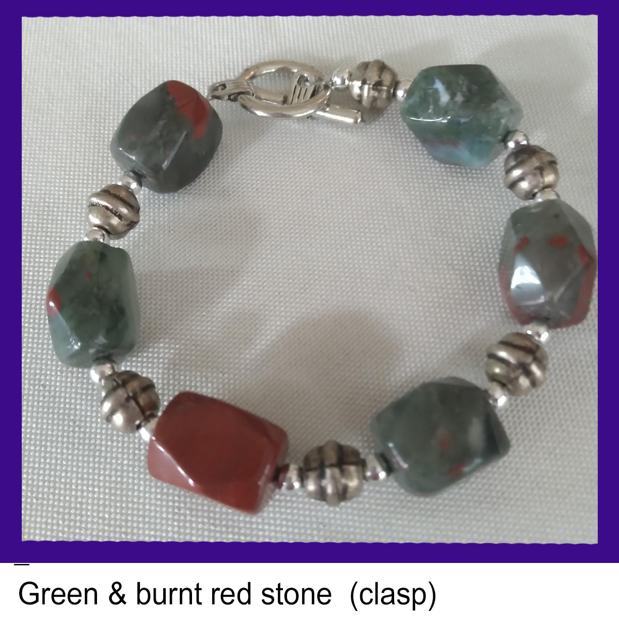 Green & burnt red stone (clasp)