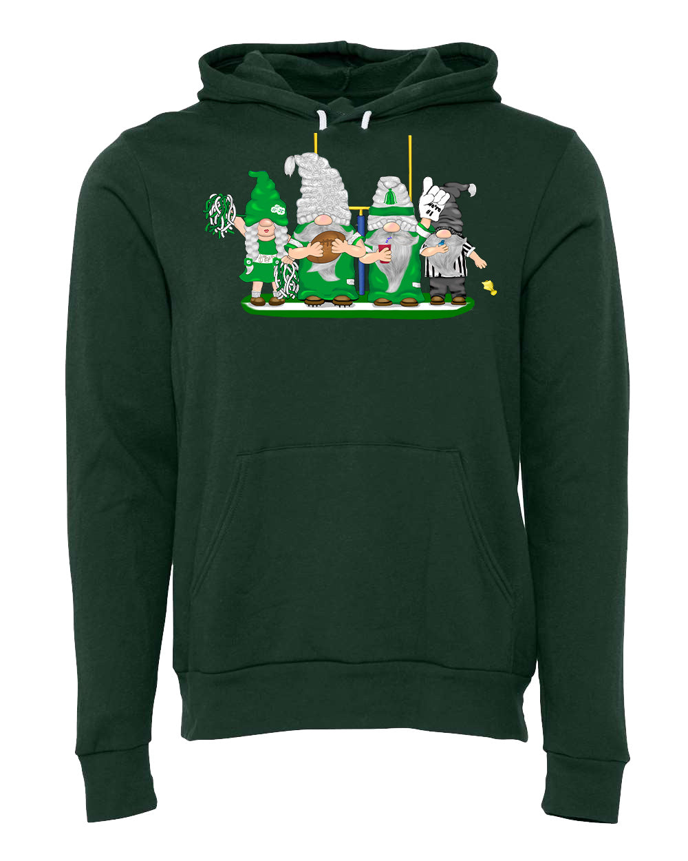 Green & White Football Gnomes (similar to NY) on Unisex Hoodie